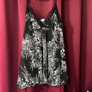 Oscar de la Renta Pink Label Black & White Floral Nighty – Plus Size 1X